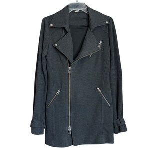 Free People We The Free Moto Jacket Small Charcoal Asym Zip Biker Coat